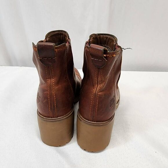 Timberland Women's 6 Averly Brown Leather Chelsea Boots Heeled - Picture 4 of 8